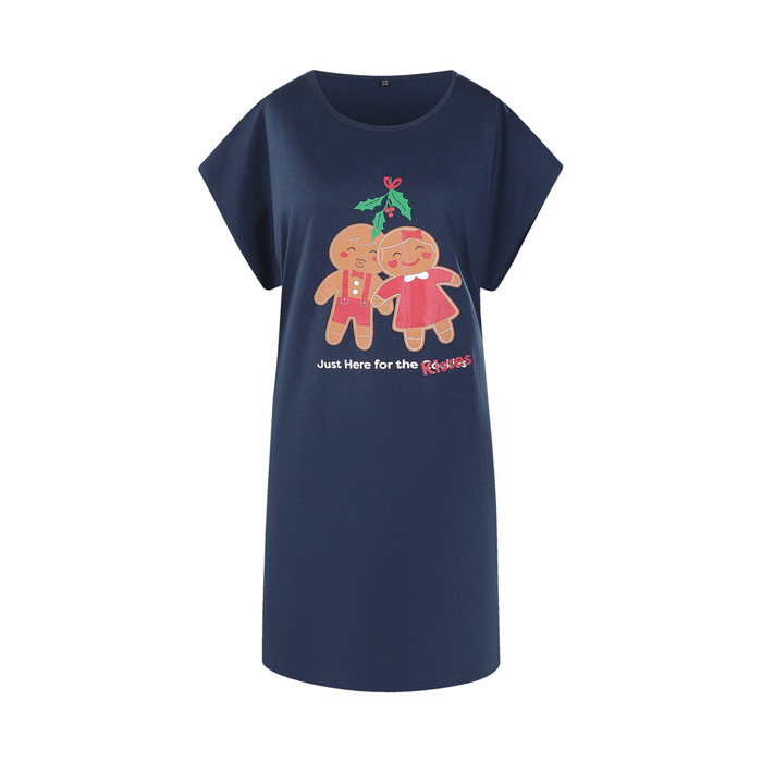 Nattkjole/oversize t-shirt m/julemotiv blå onesize